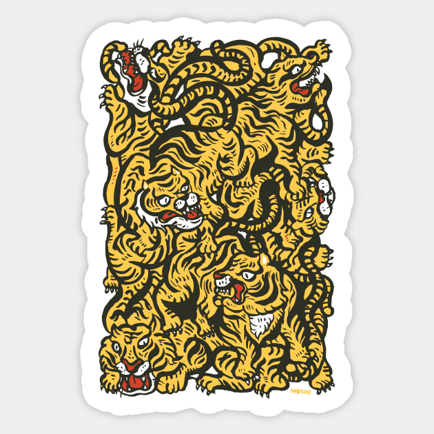 Tigers meeting Sticker by nokhookdesign